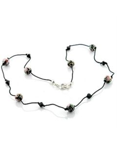 JCE737-16 Brass Necklace with Epoxy  in Multi Color-16"